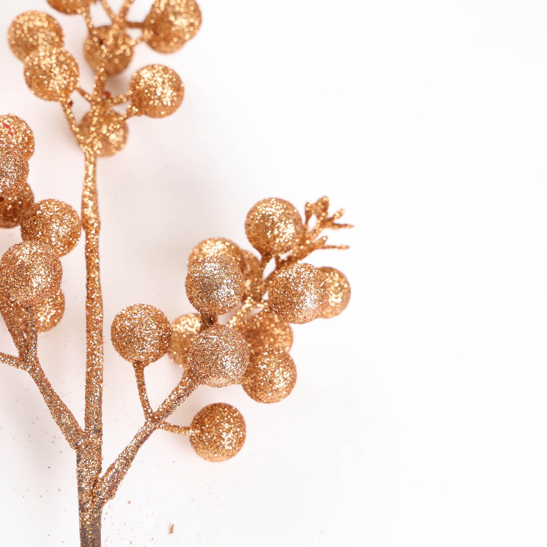Rose Gold Glitter Berry Pick - 32cm
