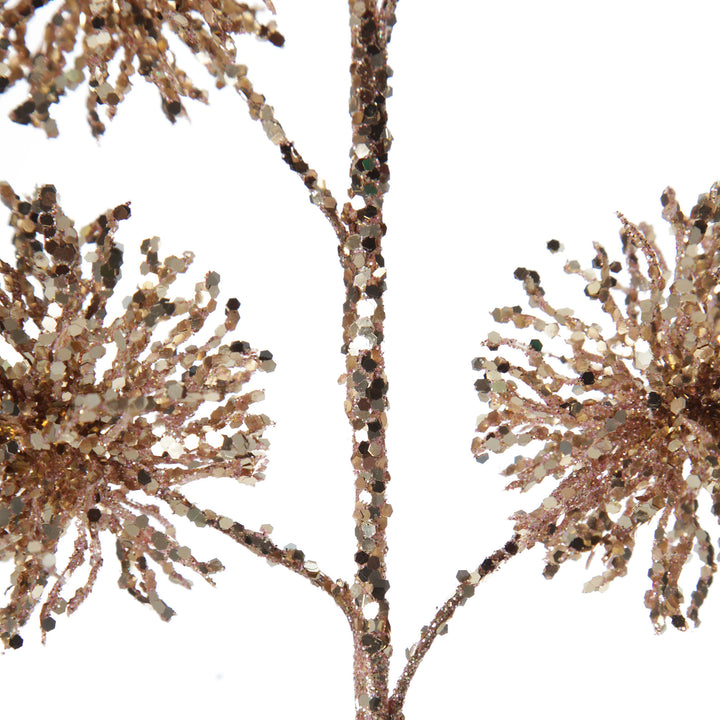 Rose Gold Sequin Puff Flower Spray