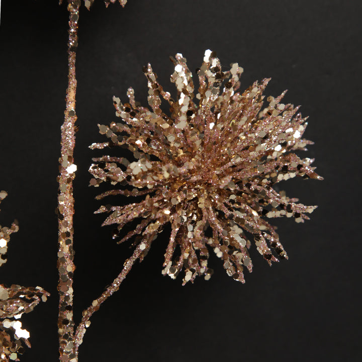 Rose Gold Sequin Puff Flower Spray