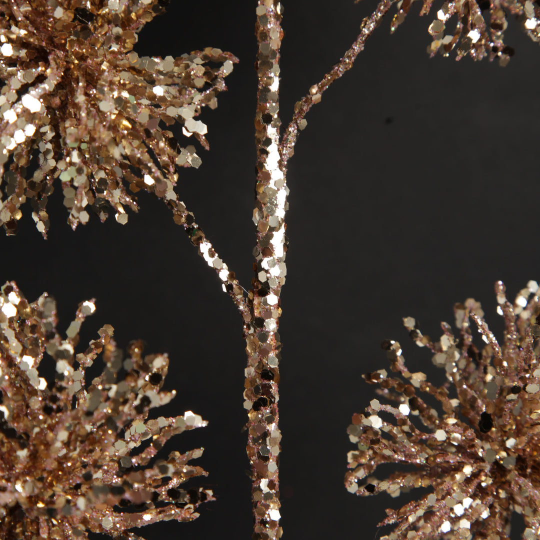 Rose Gold Sequin Puff Flower Spray