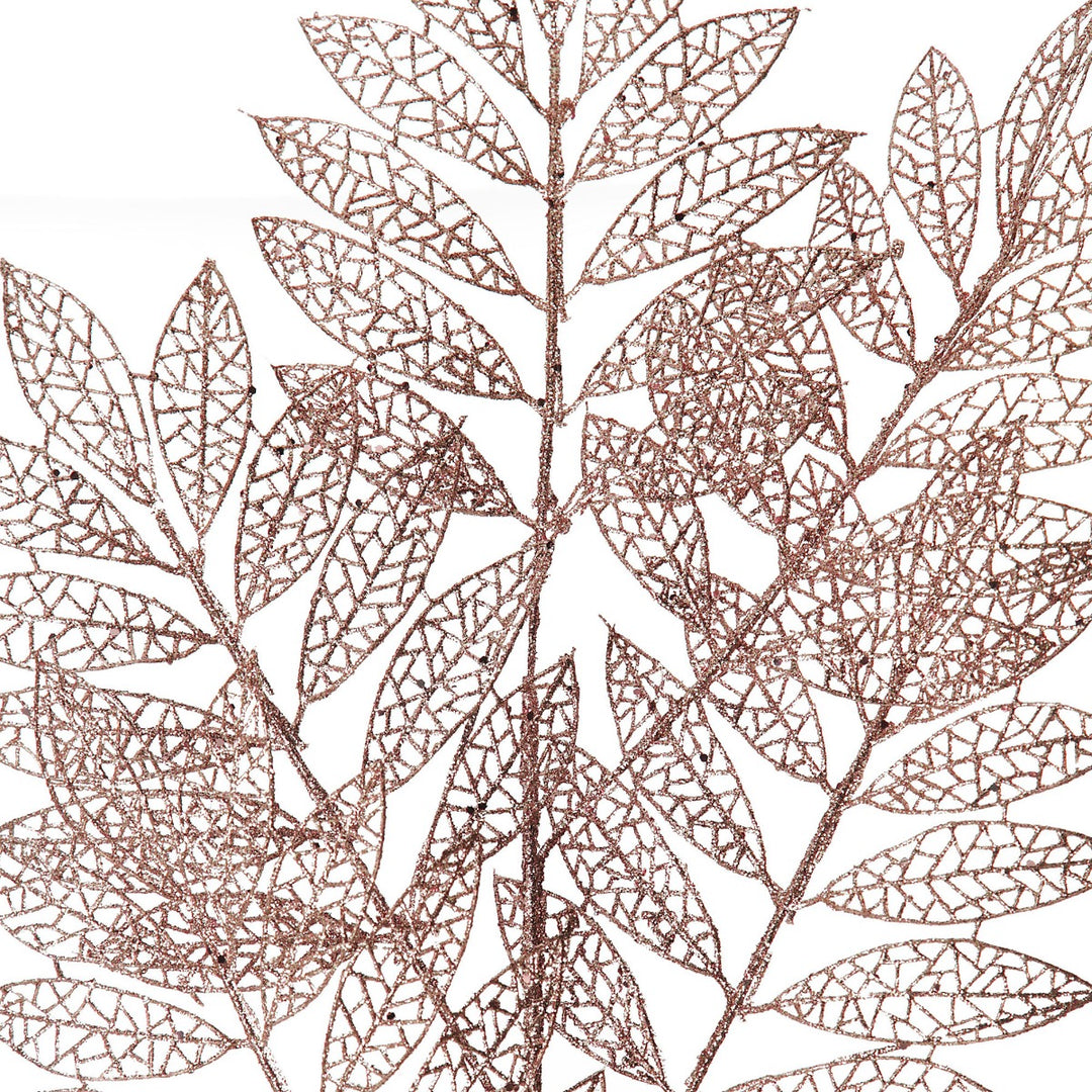 Rose Gold Glitter Mesh Leaf Spray