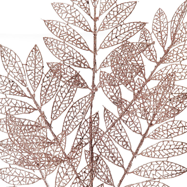 Rose Gold Glitter Mesh Leaf Spray