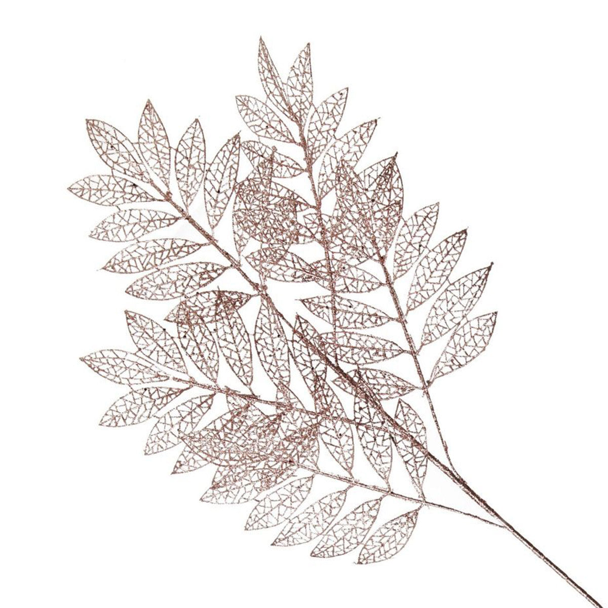 Rose Gold Glitter Mesh Leaf Spray