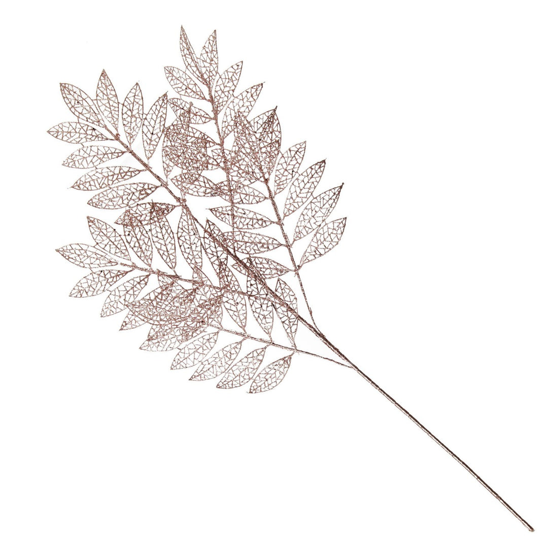 Rose Gold Glitter Mesh Leaf Spray