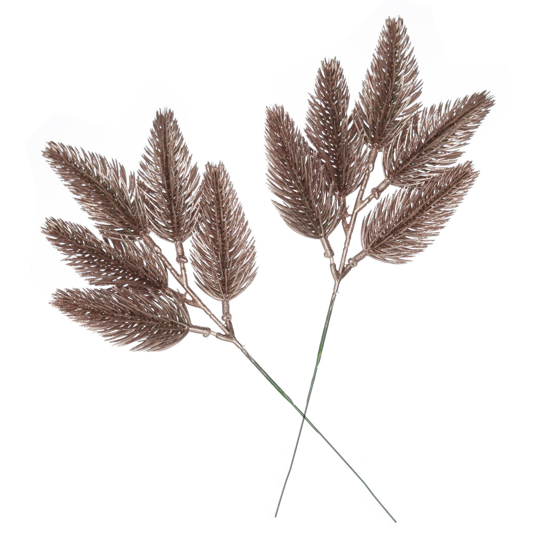 Rose Gold Glitter Pine Bud Pick - Set of 2