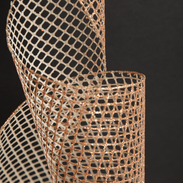 Rose Gold Mesh Wired Christmas RIbbon Garland
