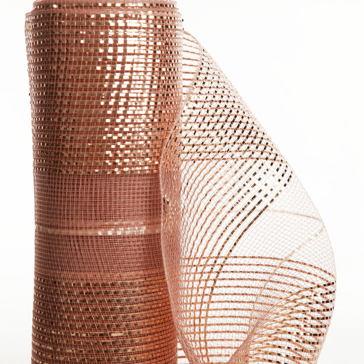 Rose Gold Metallic Stripe Decomesh Roll