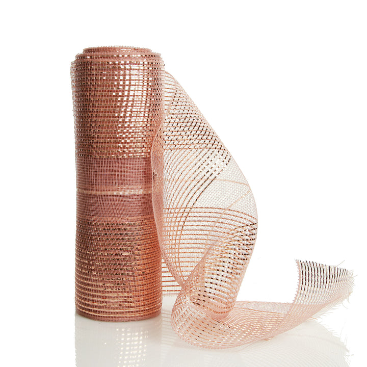 Rose Gold Metallic Stripe Decomesh Roll