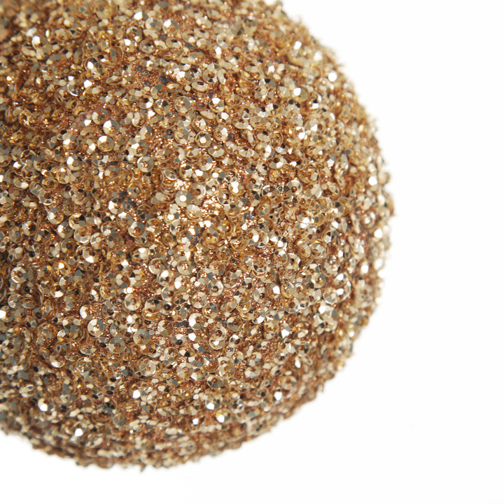 Rose Gold Sequin and Mercury Christmas Baubles 10cm - Set of 2
