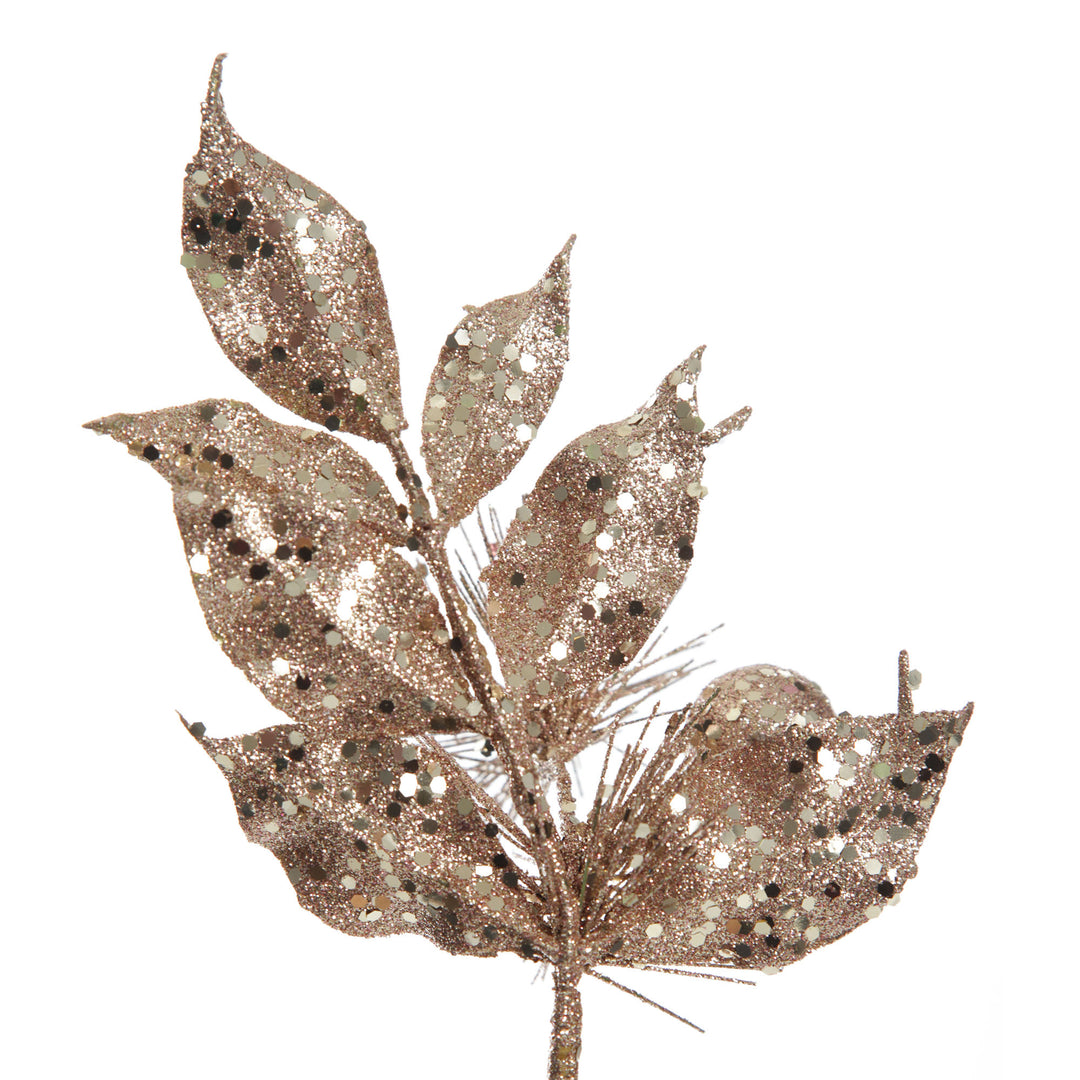 Rose Gold Sequin Leaves and Spike Spray