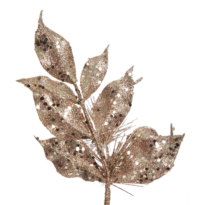 Rose Gold Sequin Leaves and Spike Spray