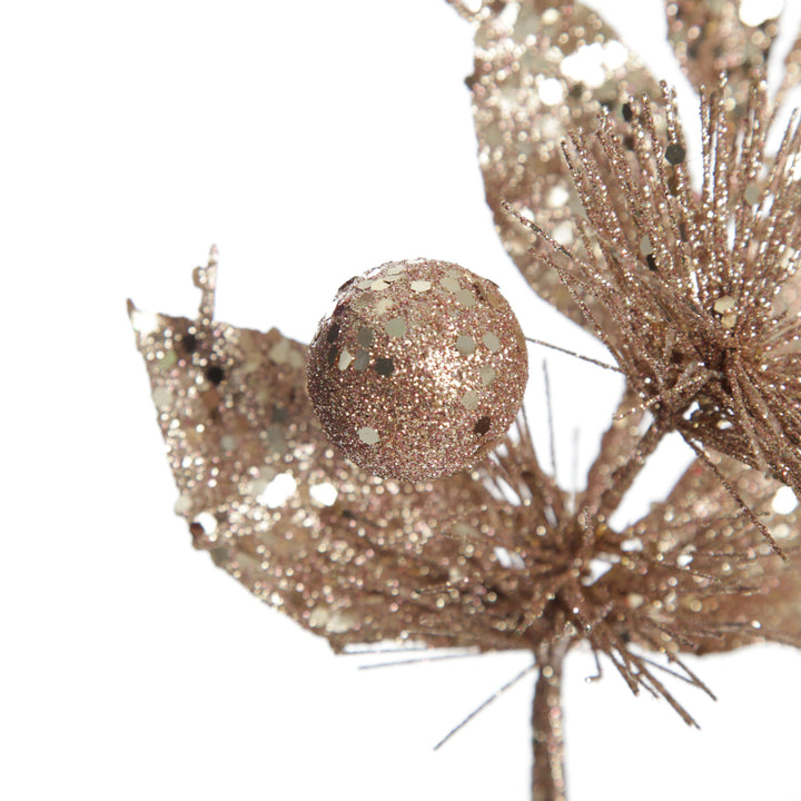 Rose Gold Sequin Leaves and Spike Spray
