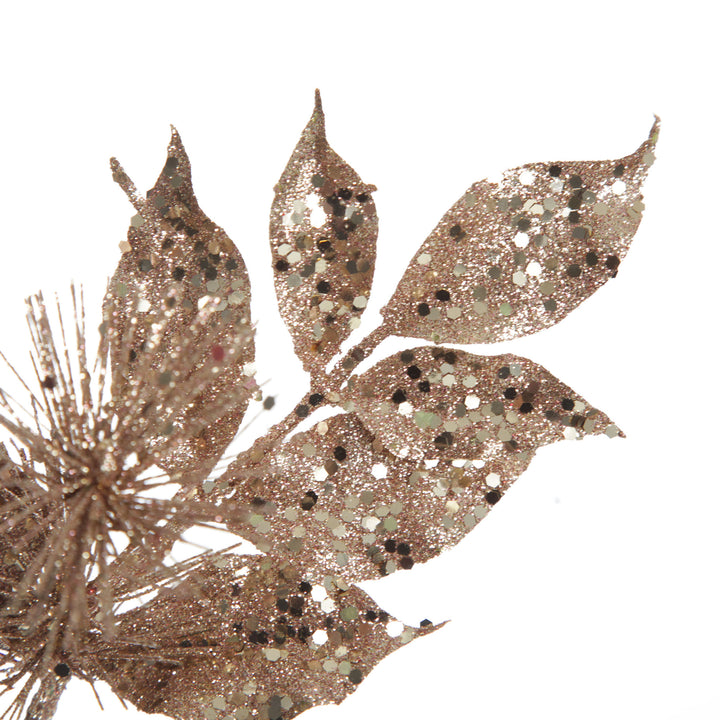 Rose Gold Sequin Leaves and Spike Spray