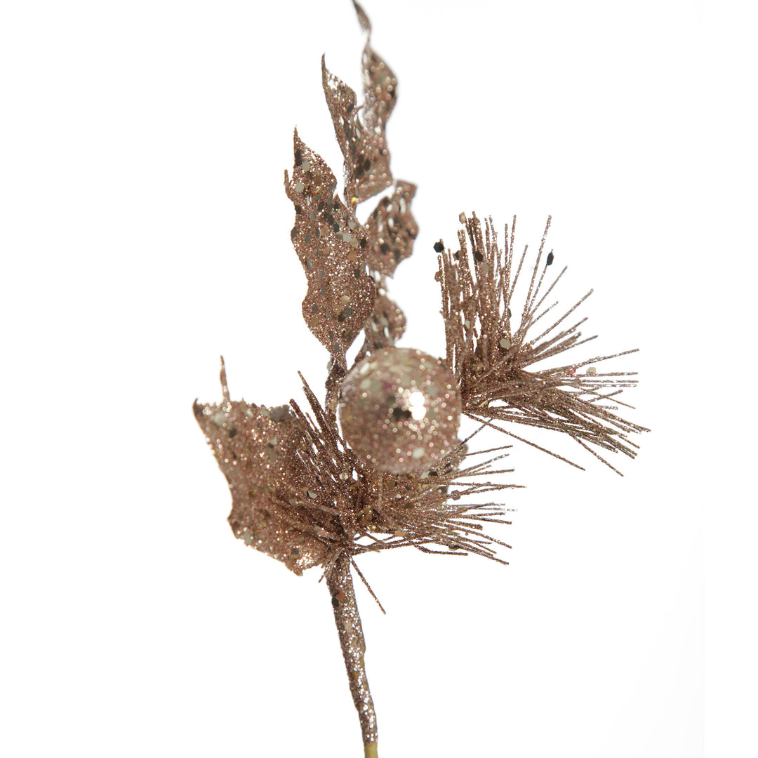 Rose Gold Sequin Leaves and Spike Spray