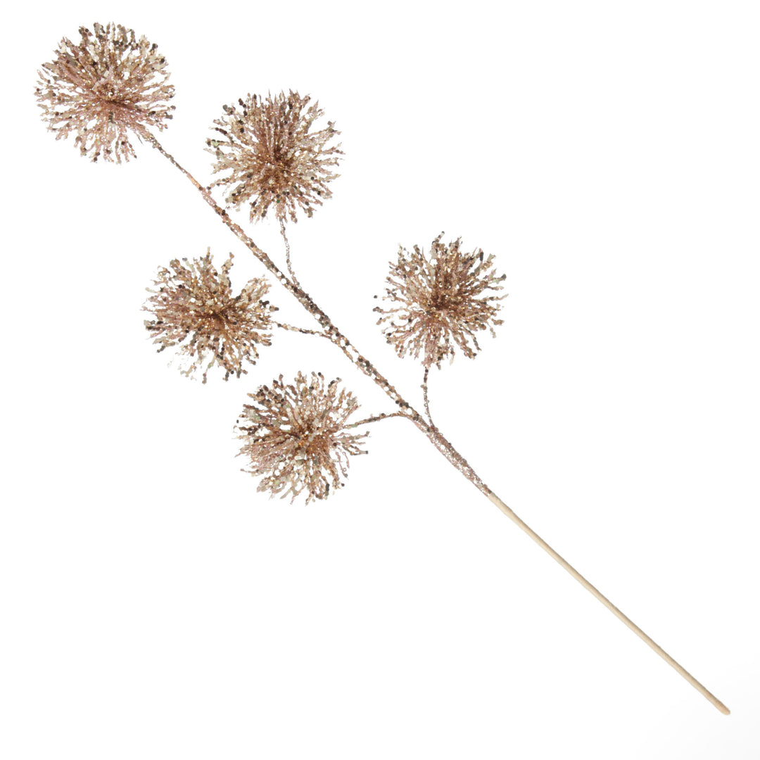 Rose Gold Sequin Puff Flower Spray