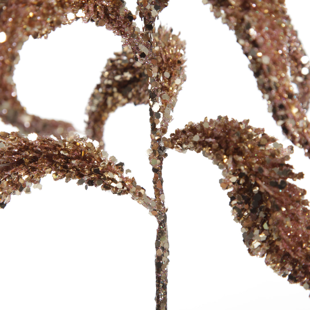 Rose Gold Sequin Spikey Leaf Spray