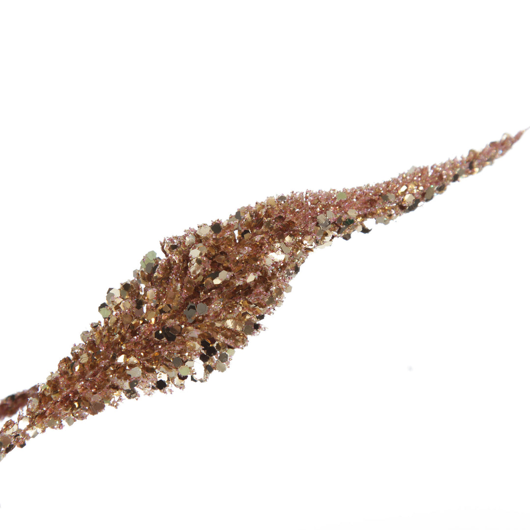 Rose Gold Sequin Spikey Leaf Spray