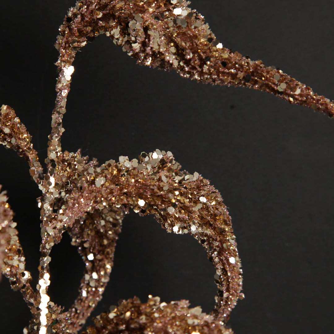 Rose Gold Sequin Spikey Leaf Spray
