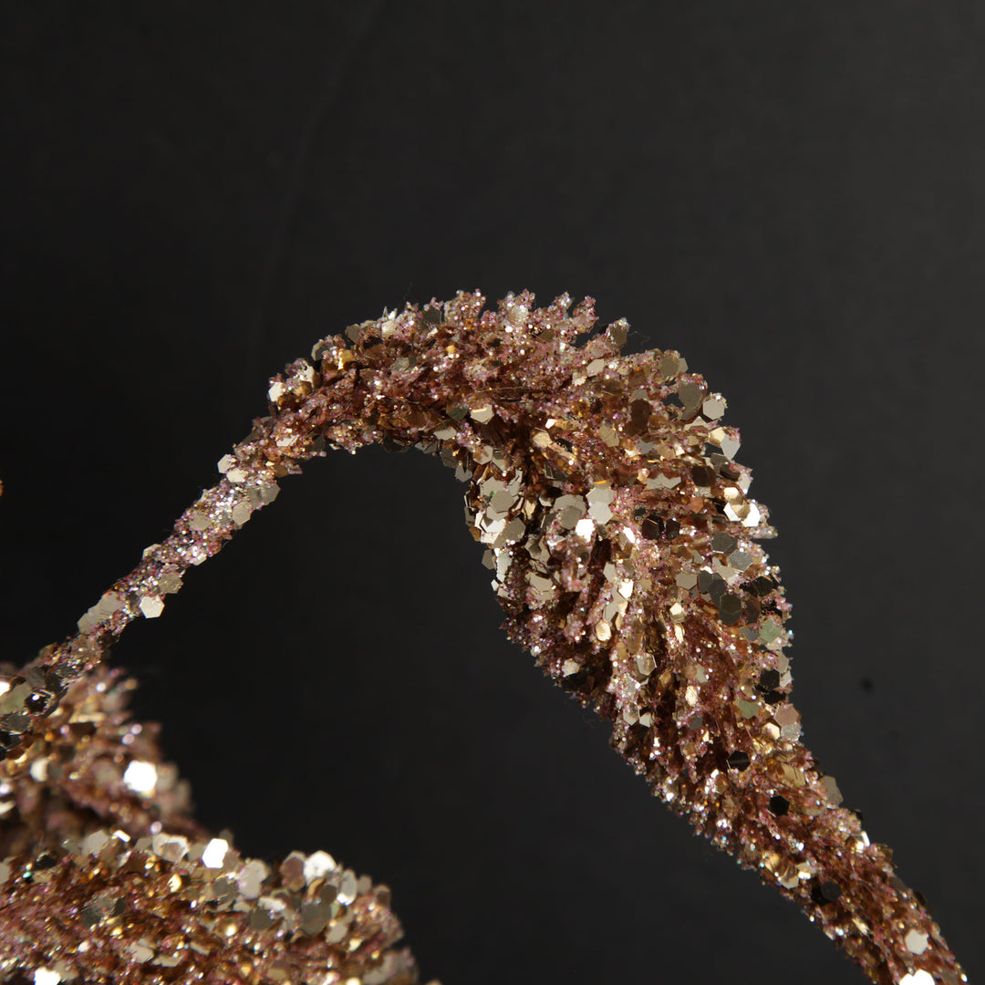 Rose Gold Sequin Spikey Leaf Spray