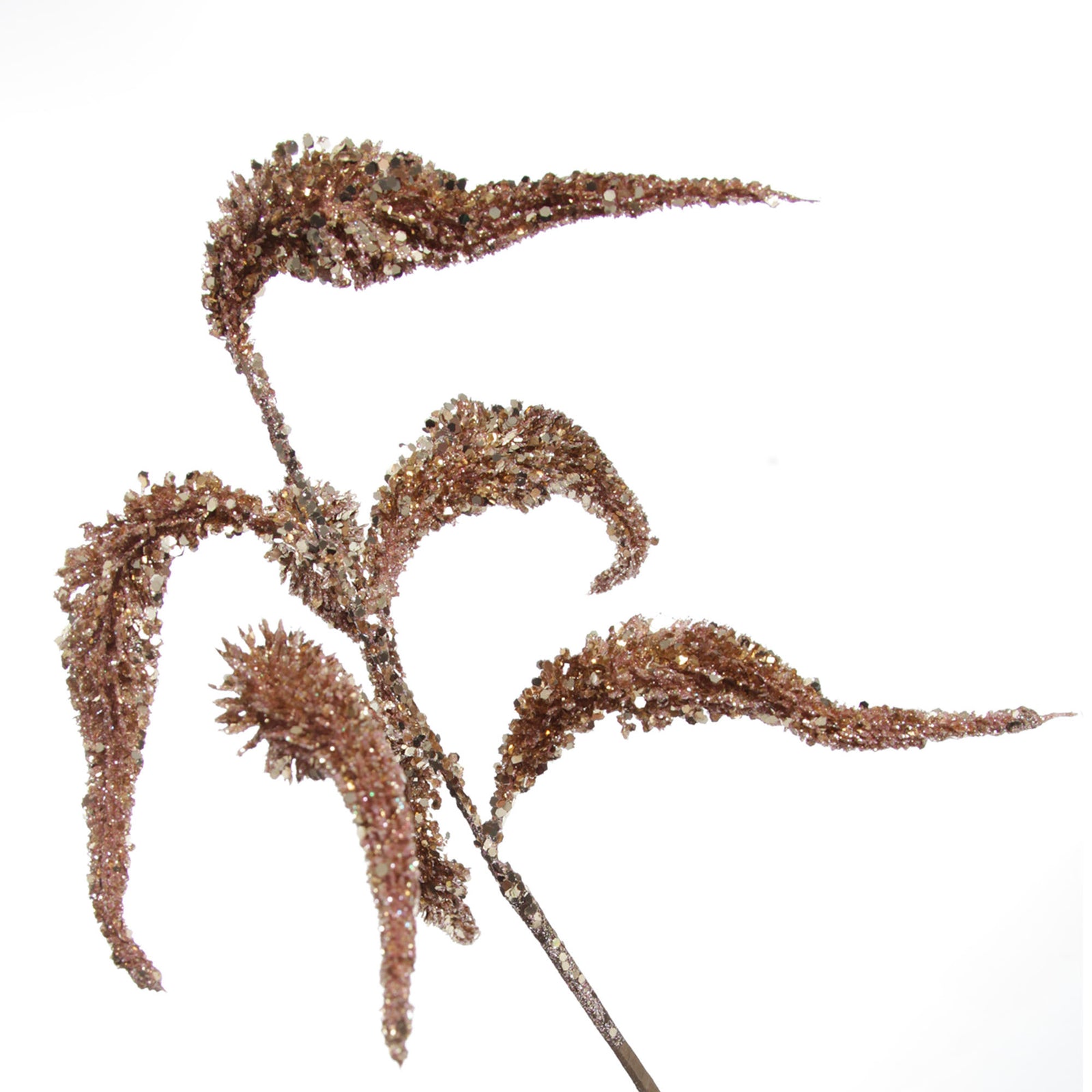 Rose Gold Sequin Spikey Leaf Spray