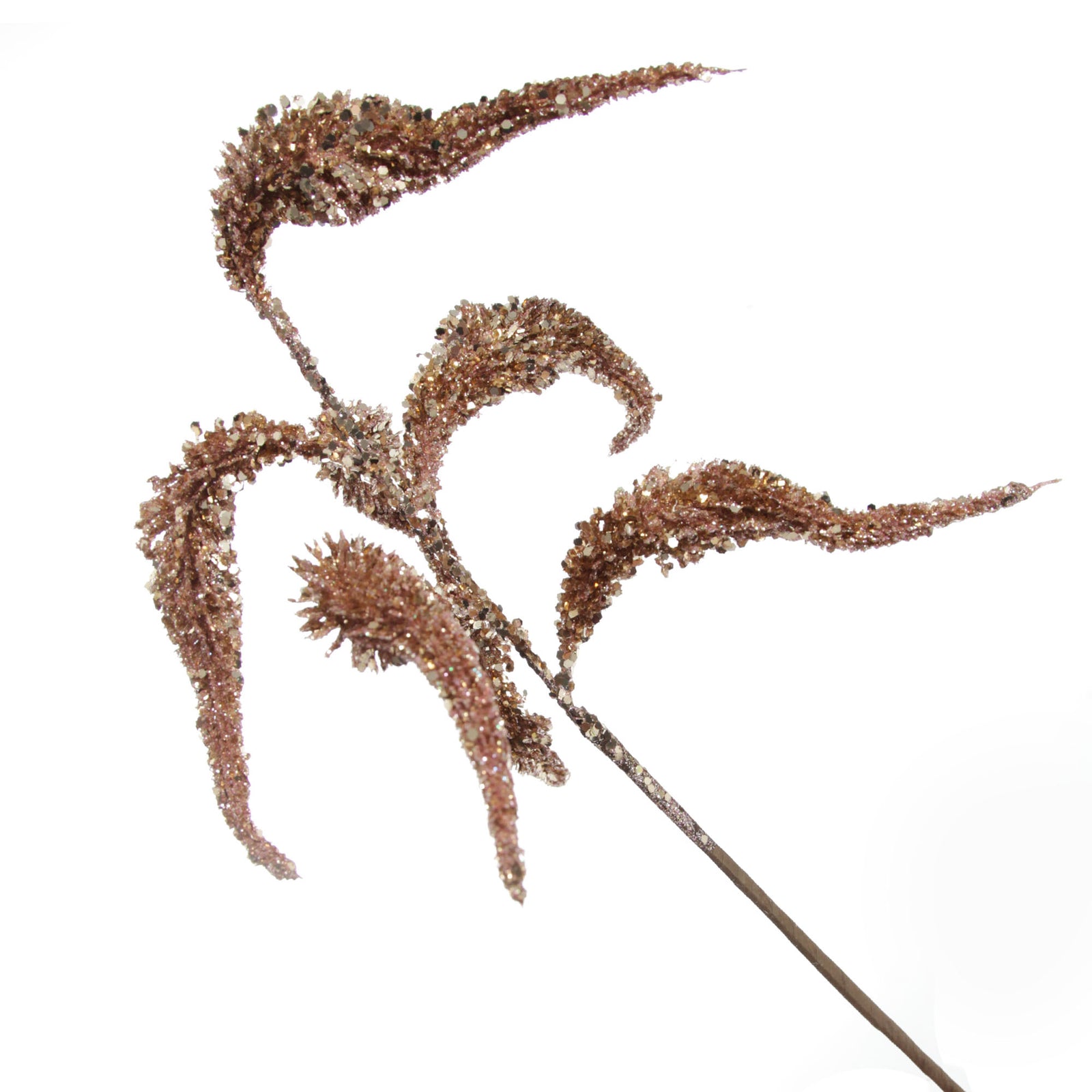 Rose Gold Sequin Spikey Leaf Spray
