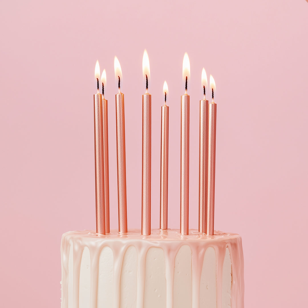 Rose Gold Tall Candles - Pack of 12