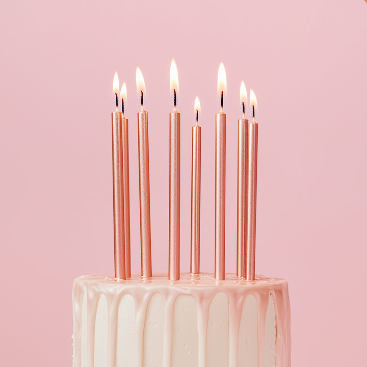 Rose Gold Tall Candles - Pack of 12