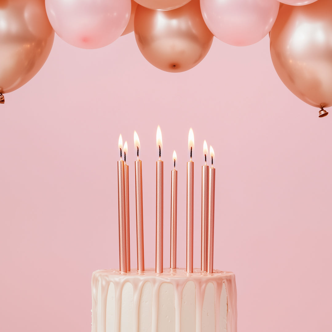 Rose Gold Tall Candles - Pack of 12