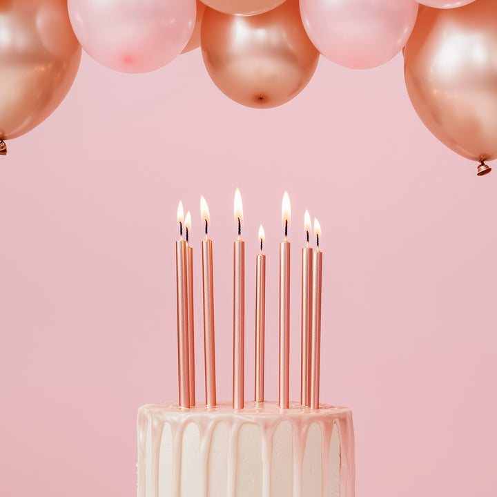 Rose Gold Tall Candles - Pack of 12