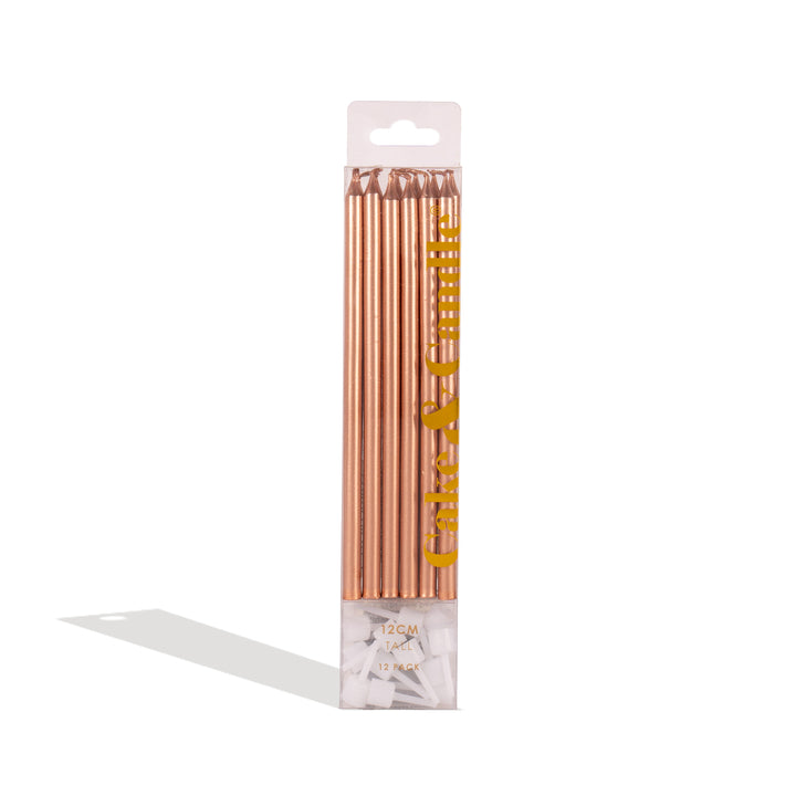 Rose Gold Tall Candles - Pack of 12
