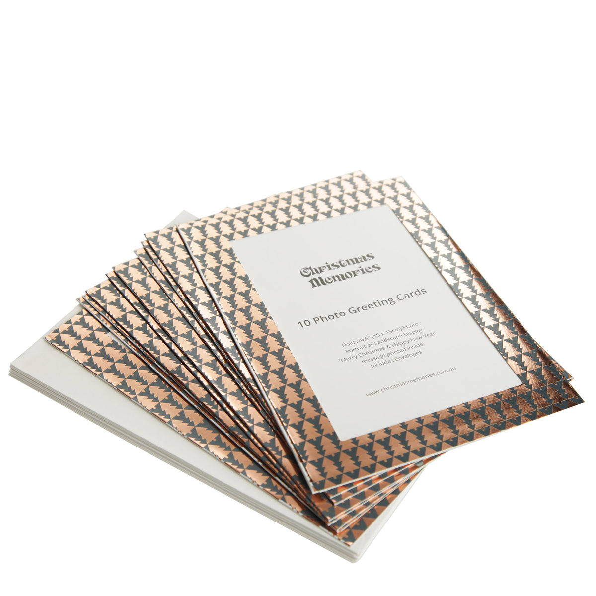 Rose Gold Christmas Tree - Photo Greeting Cards 10 Pack