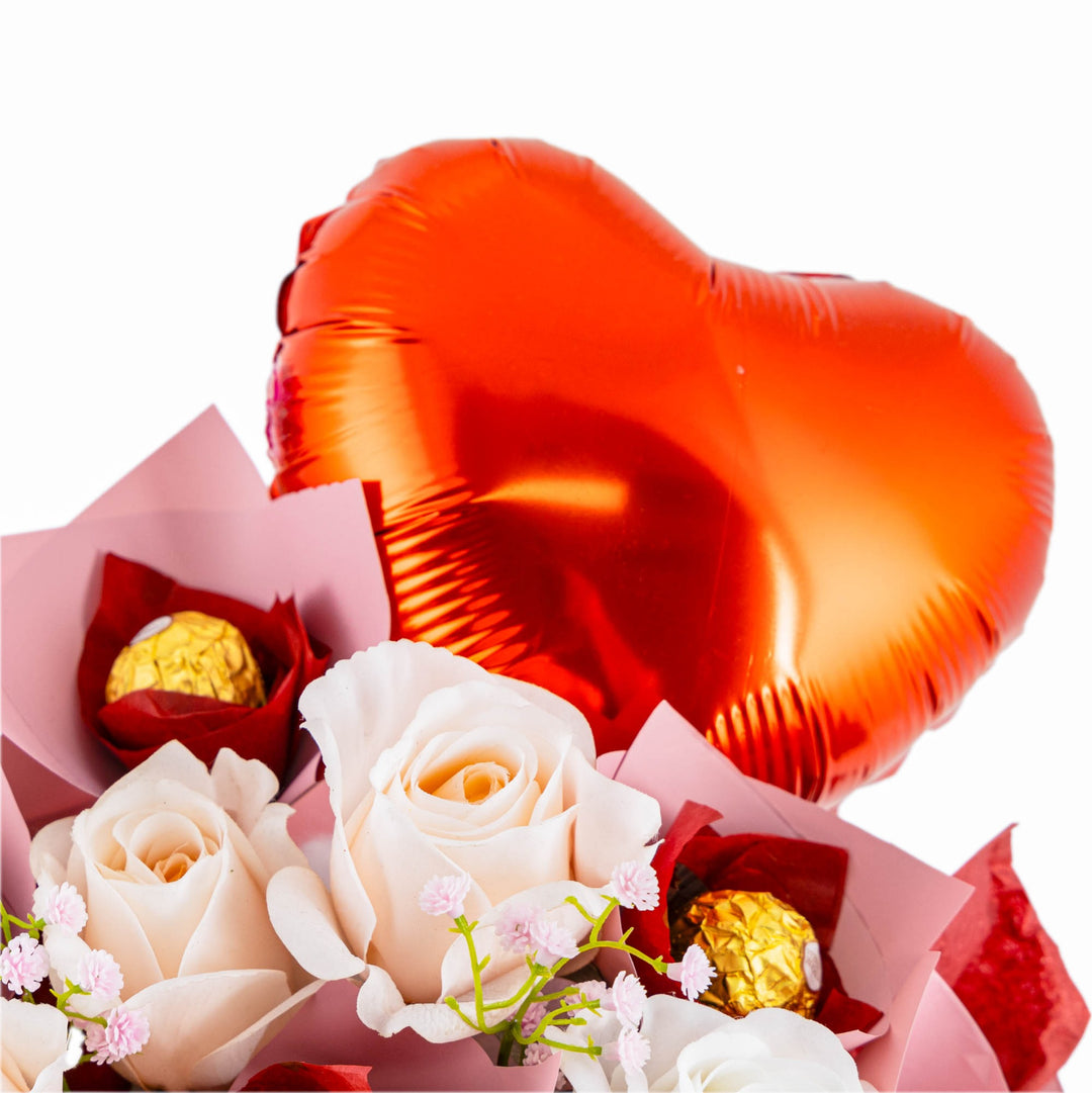 Elegant Real Touch Rose Bouquet in Round Gift Box