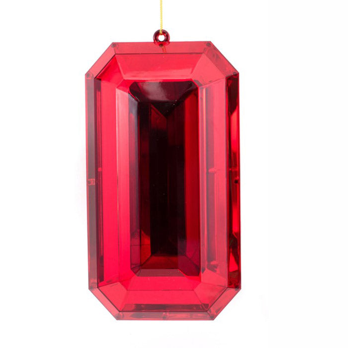 Ruby Red Emerald Cut Gem Christmas Decoration 24cm (L)