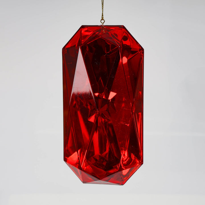 Ruby Red Radiant Cut Gem Christmas Decoration 14.5cm (L)