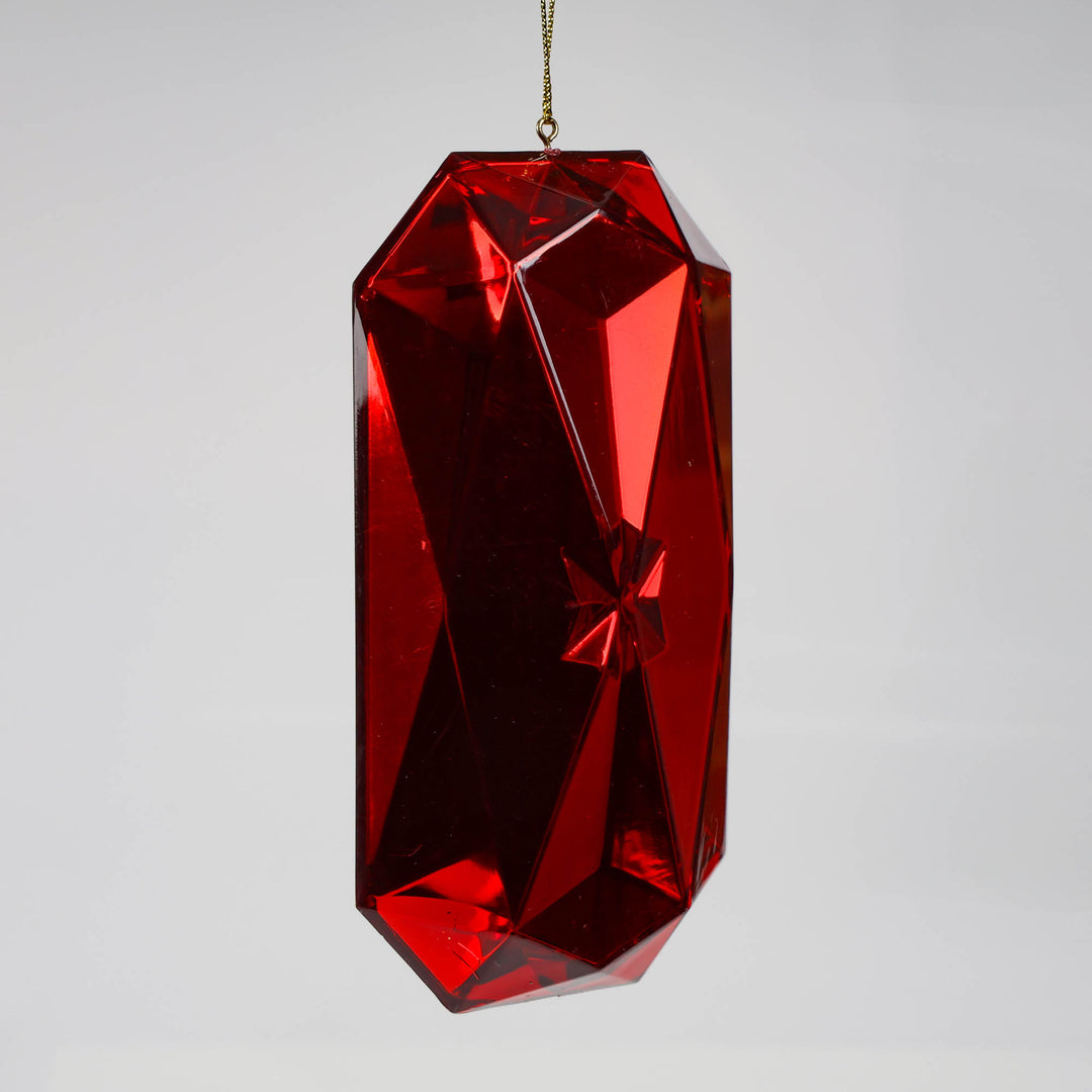 Ruby Red Radiant Cut Gem Christmas Decoration 14.5cm (L)