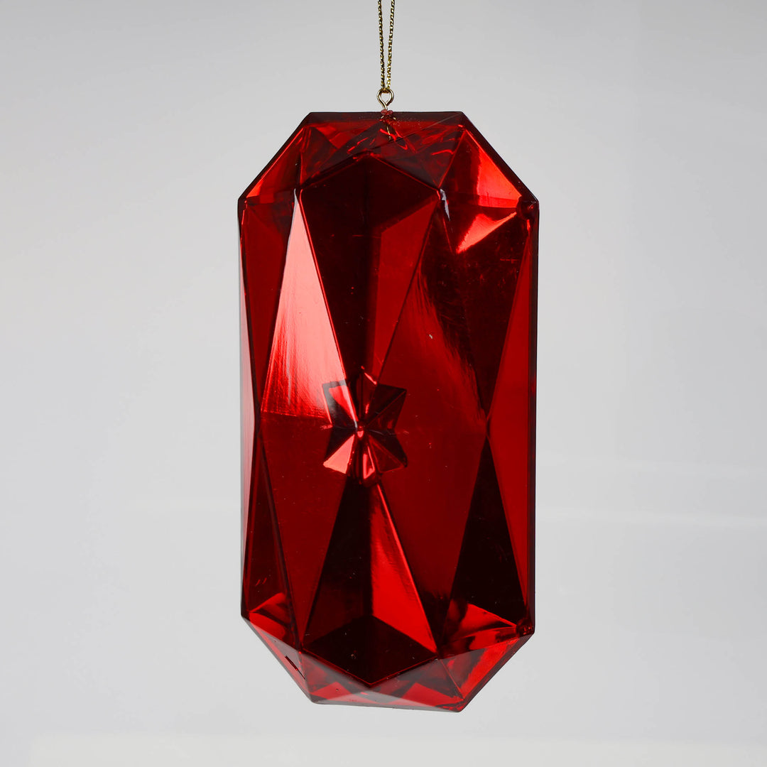 Ruby Red Radiant Cut Gem Christmas Decoration 14.5cm (L)