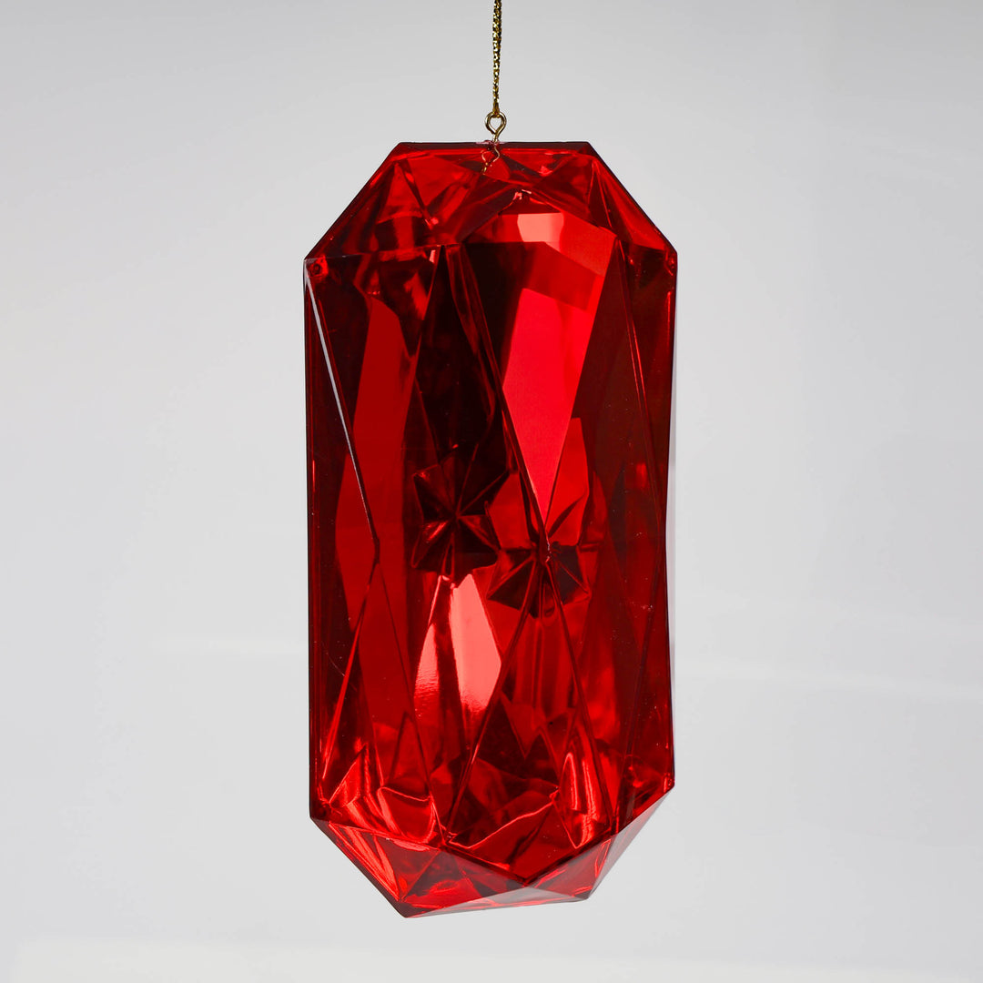 Ruby Red Radiant Cut Gem Christmas Decoration 14.5cm (L)