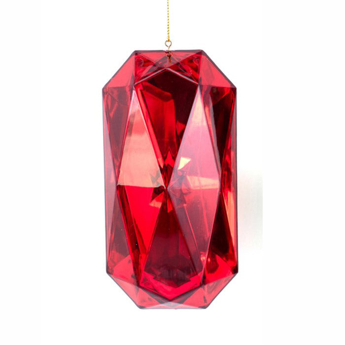 Ruby Red Radiant Cut Gem Christmas Decoration 14.5cm (L)
