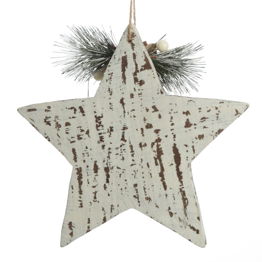 Rustic Christmas Tree Farm White Washed Star Ornament