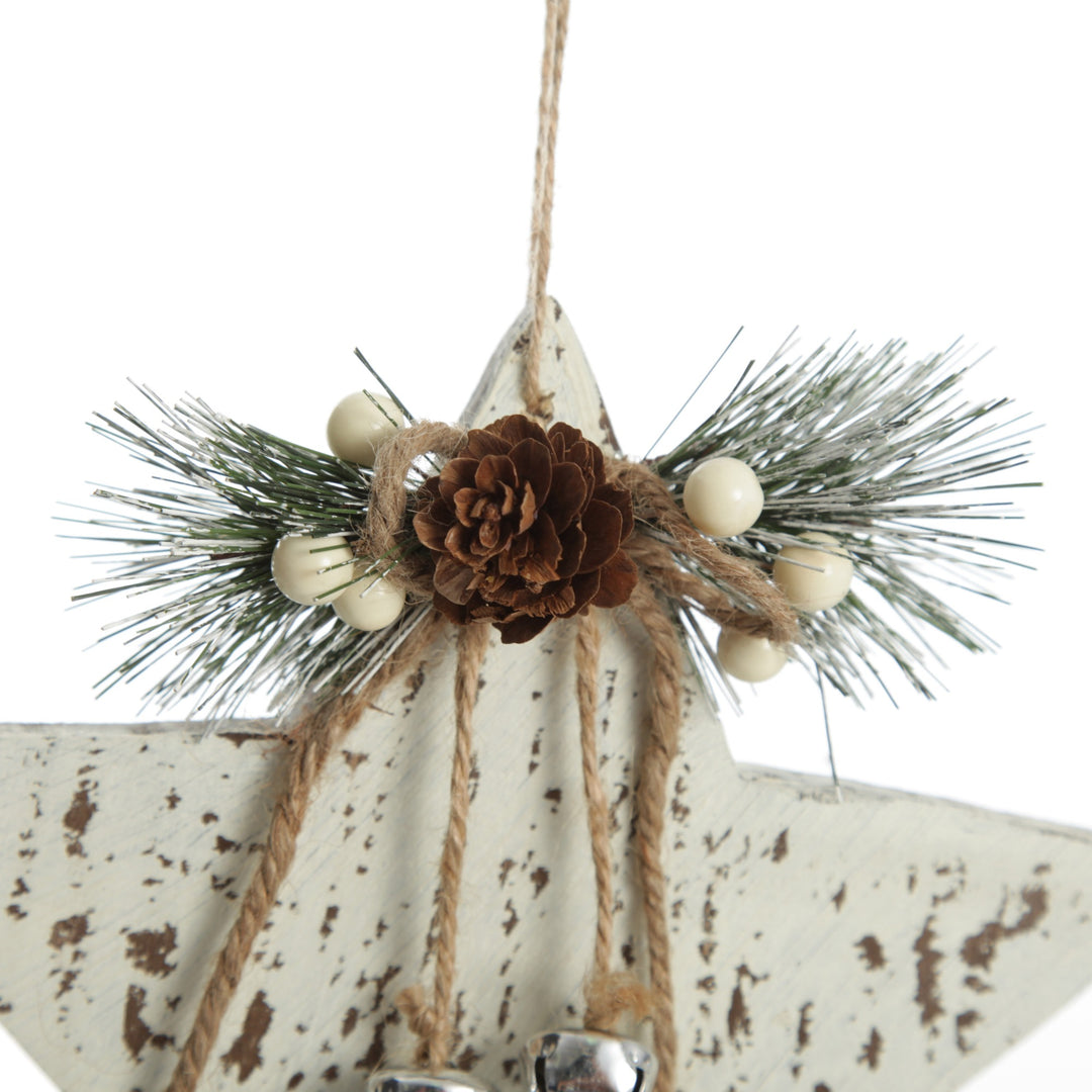 Rustic Christmas Tree Farm White Washed Star Ornament
