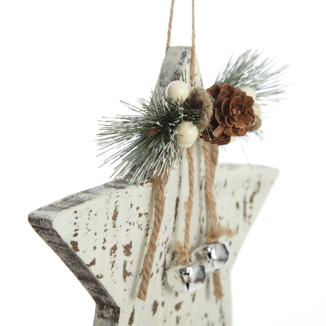Rustic Christmas Tree Farm White Washed Star Ornament
