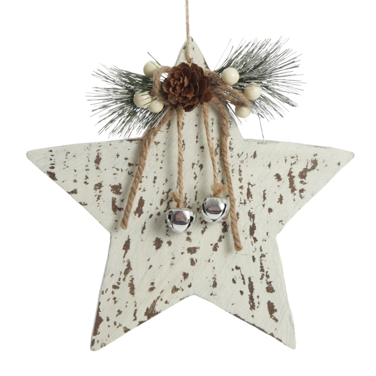Rustic Christmas Tree Farm White Washed Star Ornament