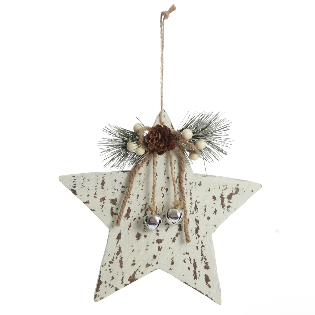 Rustic Christmas Tree Farm White Washed Star Ornament
