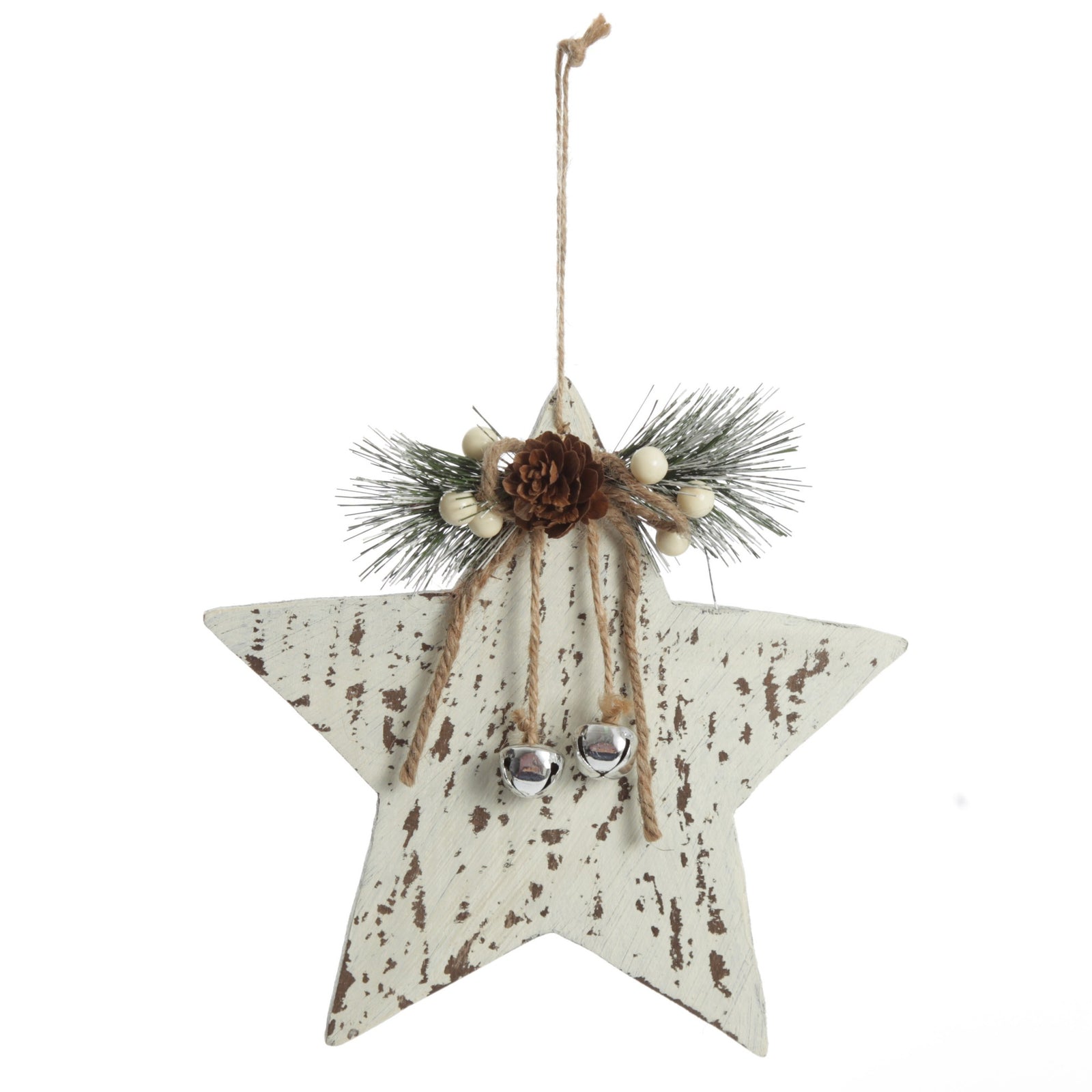 Rustic Christmas Tree Farm White Washed Star Ornament