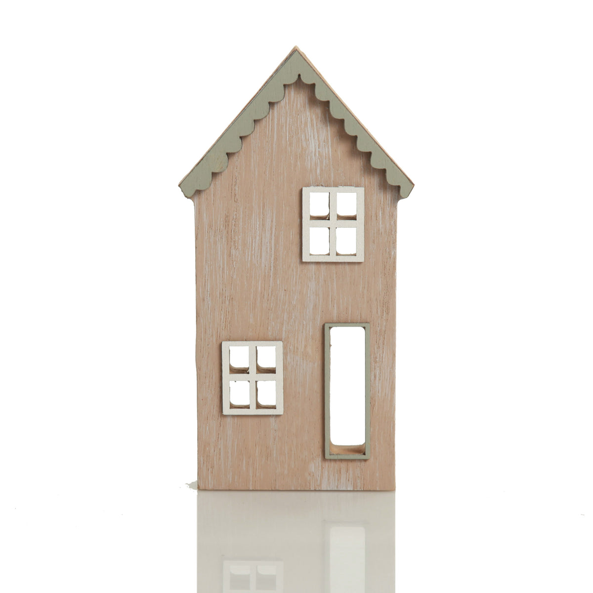 Sage and Brown Christmas Village Ornaments - Set of 2