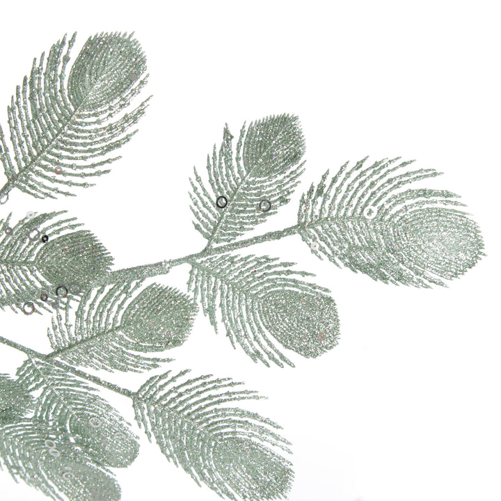 Sage Glitter Feathers with Butterfly Spray Pick