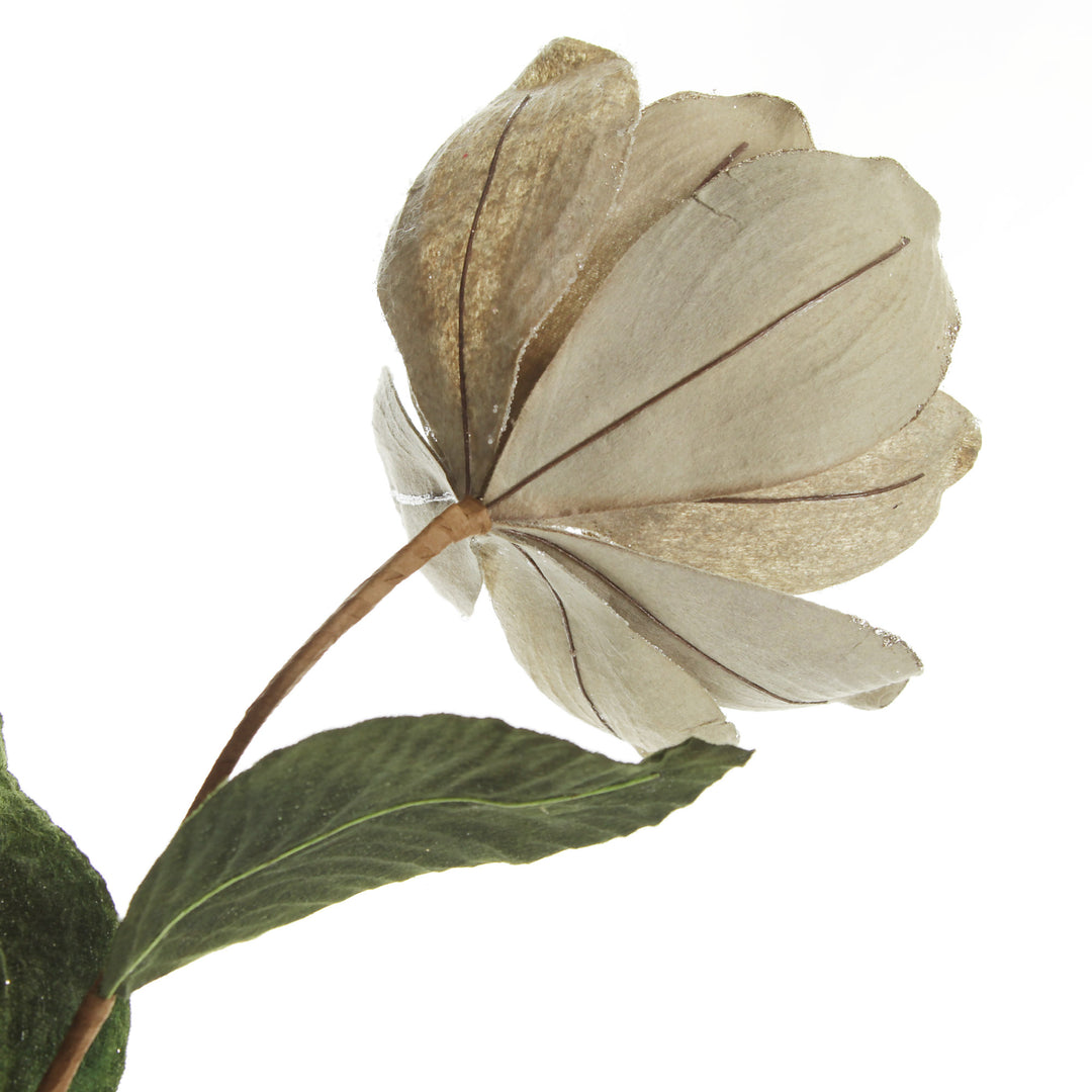 Sage Mixed Petal Magnolia Flower Stem with Beads