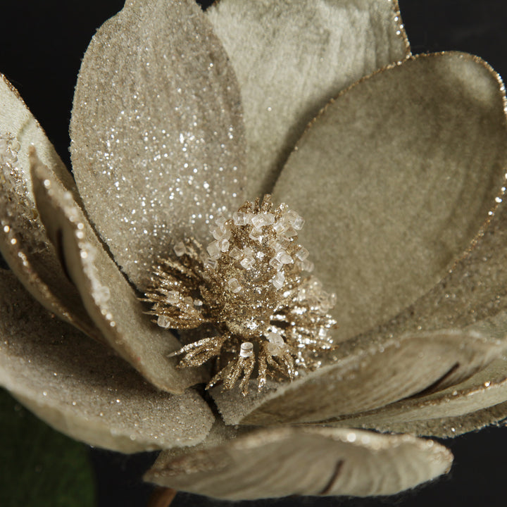 Sage Mixed Petal Magnolia Flower Stem with Beads