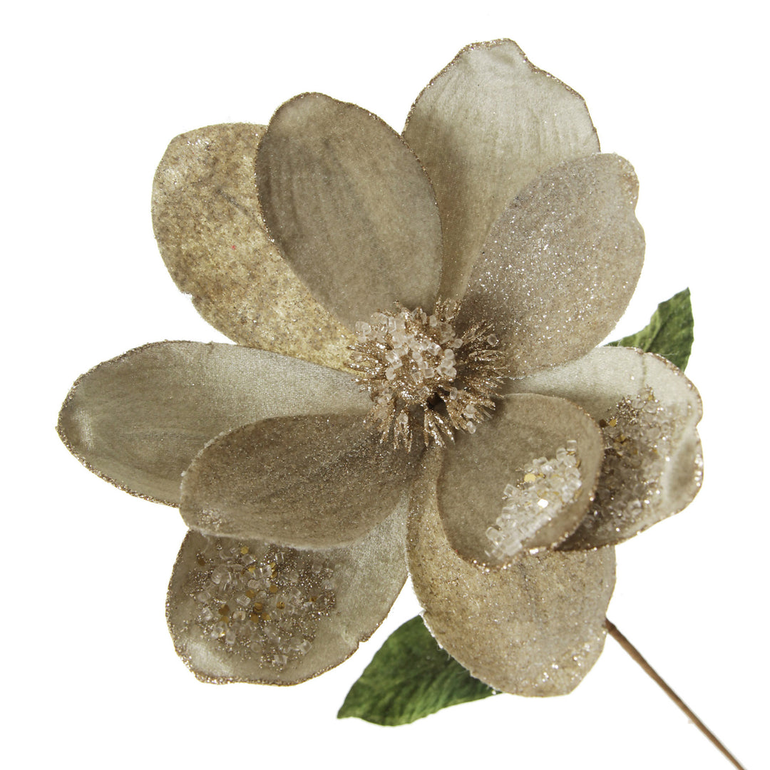 Sage Mixed Petal Magnolia Flower Stem with Beads