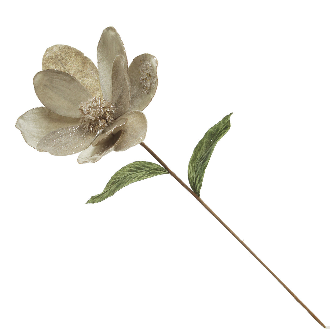Sage Mixed Petal Magnolia Flower Stem with Beads